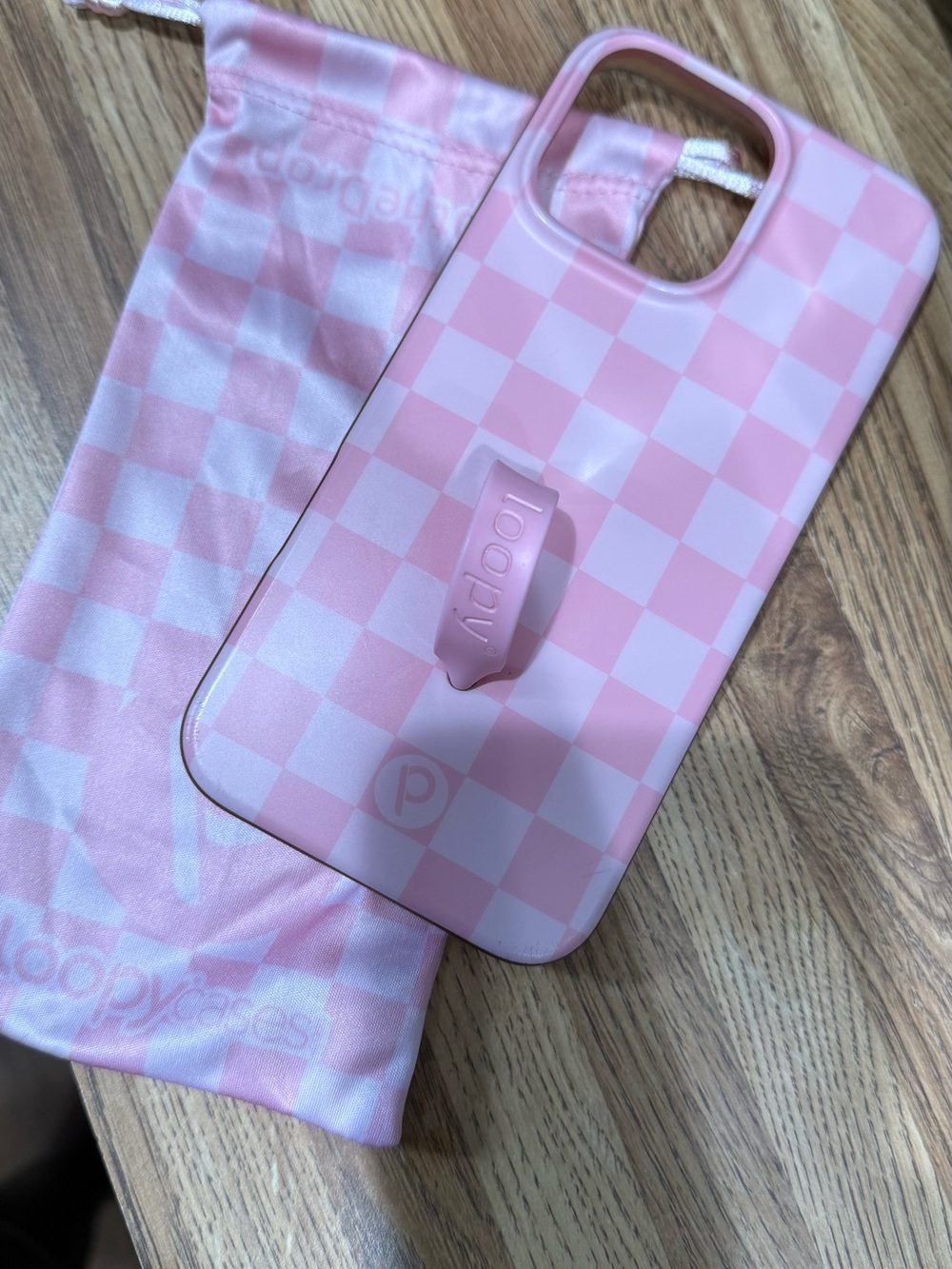 iPhone 16 PRO MAX- Loopy Cases Pink Checkerboard Phone Case with Strap
